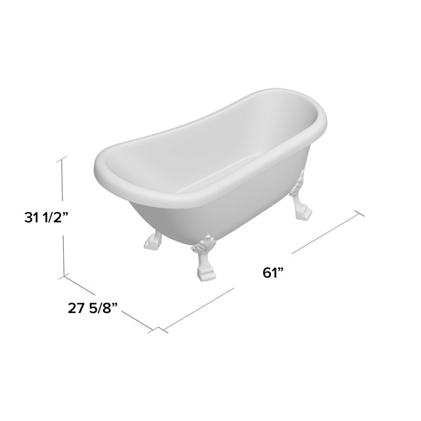 StreamlineBath 61" x 28" Clawfoot Soaking Acrylic Bathtub & Reviews